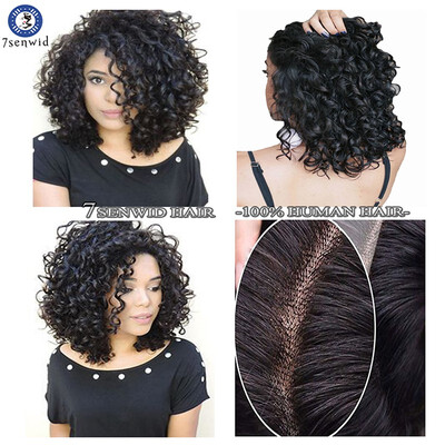 

Short BOB Deep Curly Wave Brazilian Virgin human Hair Wigs Lace Front Wigs Full Lace wigs Natural Color for Black Women7senwid