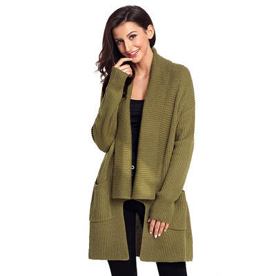 

PREISEI Autumn Winter Elegant Casual Loose Long Cardigan Women Knitted Sweater Coat Knitwear PR27774