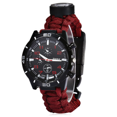 

EMAK Multifunctional Survival Paracord Bracelet Scraper Whistle Thermometer Flint Fire Starter Gear Bangle Watch