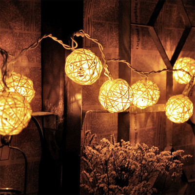 

Supli String Light 2M 20 LED Led Garland Rattan Ball Battery Garland Droppartyparty Patio Christmas Wedding Decoration Fairy