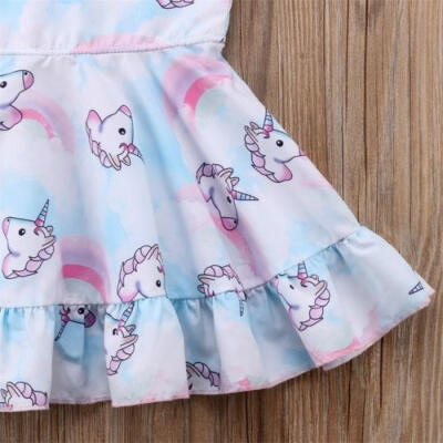 

Unicorn Toddler Kids Baby Girl Kids Princess Casual Summer Party Tutu Dresses