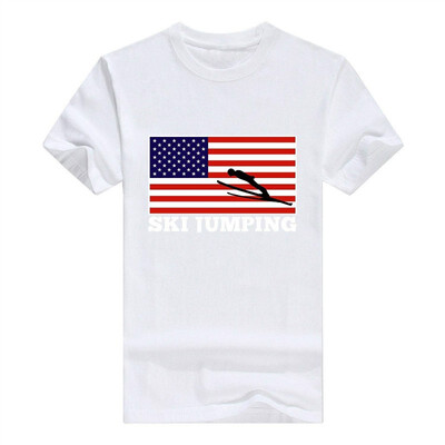 

American Pride Ski Jumping United States Flag Short Sleeve T-Shirt
