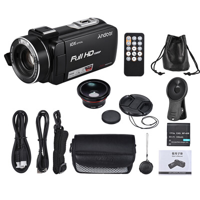 

Andoer HDV-Z82 1080P Full HD 24MP Digital Video Camera Camcorder with 039X Wide Angle Macro Lens 3" LCD Touchscreen Remote Cont