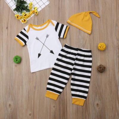 

USA Newborn Kids Baby Boy Clothes T-shirt TopStriped Pants Leggings Outfit Set