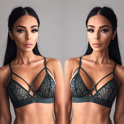 Women Floral Sheer Lace Triangle Bralette Unpadded Bra Crop Top Strappy Lingerie Buy At The Price Of 9 99 In Joybuy Com Imall Com