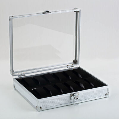 

12 Grid Slots Jewelry Watches Display Storage Box Case Aluminium Square NEW