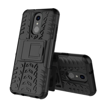 

Fivice LG Q7 Case TPU anti-fall tire pattern back clip bracket phone case