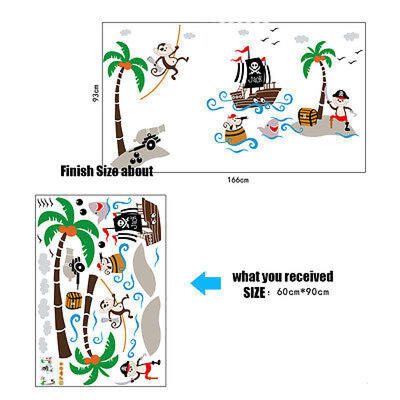 

Removable Monkey Tree&Pirate Ship Wall Sticker Decal Baby Room Decor Mural DIY
