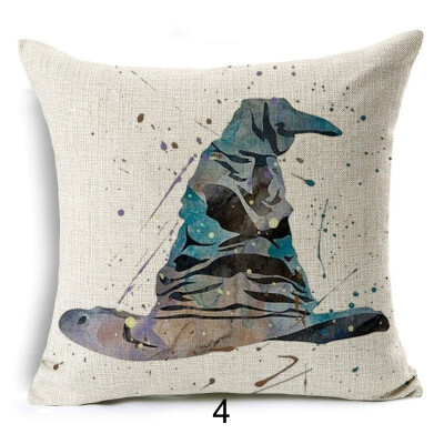 

Harry Potter Cushion Cover Cotton Linen Goblet of Fire The Deathly Hallows Home Decorative Pillow Cover for Sofa Cojines