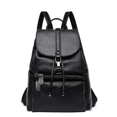 

NovelTeez 2018 new Korean version of the trend pu soft leather fashion wild simple college wind casual hit color backpack