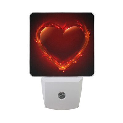 

ALAZA Valentines Day LED Night Light With Smart Dusk To Dawn SensorBurning Flame Around Heart Plug In Night Light