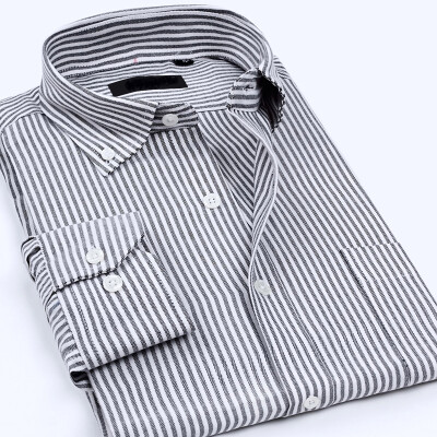 

Mens business casual long-sleeved striped shirt