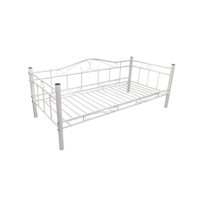 

white metal bench bed 90 x 200