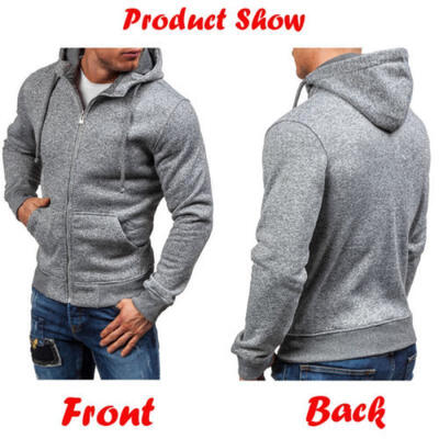 

Fleece Hoodie Mens With Thermal Lined Hood Jacket Sweatshirt Zip Outerwear Warm