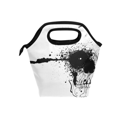 

Lunch Bag Black Eyes Skull Tote Travel Picnic Insulated Handbags Portable Zipper Lunch Bag Box
