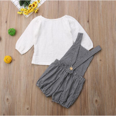 

Newborn Infant Baby Girls Long Sleeve T-shirt TopsBib Pants Outfits Clothes USA