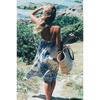 

Women Sexy Summer Boho Chiffon Party Evening Beach Long Maxi Slip Dress Sundress