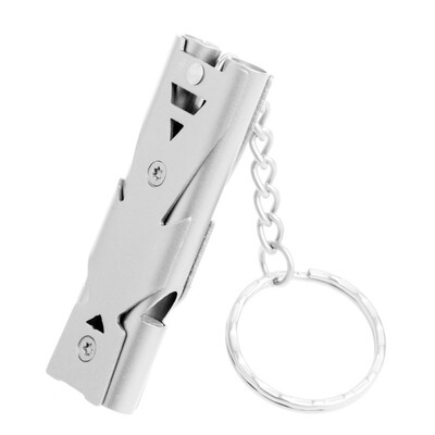 

Stainless Steel Life Saving Emergency SOS Survival Whistle Double Tube High db Outdoor Whistles Keychain Camping Hiking Rescue Tra