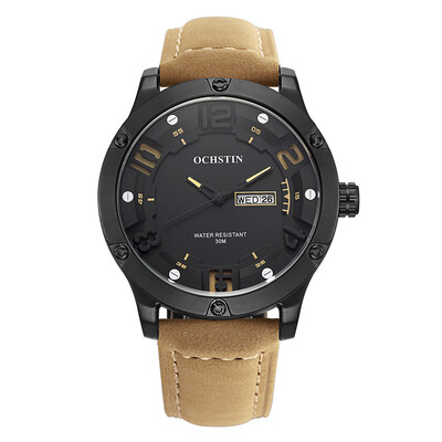 

OCHSTIN 2017 Fashion Luxury Genuine Leather Quartz Men Watch Big Dial 30M Water-Proof Calendar Casual Man Wristwatch Box