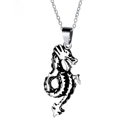 

Fashion Personality Mens Stainless Steel Pendant Zodiac Dragon Ornaments Necklace - 24 inch