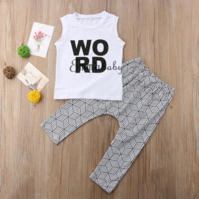 

2pcs Nice Toddler Kid Boy Girl Top T-shirt Pant Trouser Outfit Clothes Set