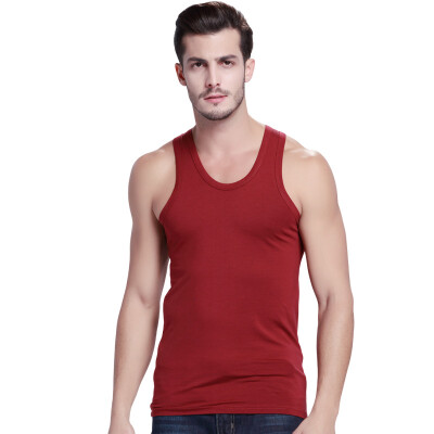 

Snow men&39s vest pure color mercerized cotton vest men&39s four seasons standing primer shirt X-600211 red wine  170