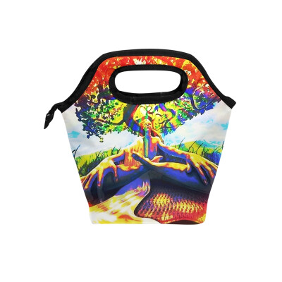 

Insulated Lunch Tote Bag Artistic Human Travel Picnic Lunch Handbags Portable Zipper Lunch Bag Box