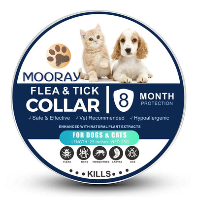

MOORAY Flea&Tick Collar for Dogs&Cats with Natural Ingredients - Adjustable & Waterproof pet flea Collar for 8 Month Prote