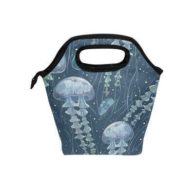 

Insulated Lunch Tote Bag Jellyfish Travel Picnic Lunch Handbags Portable Zipper Lunch Bag Box
