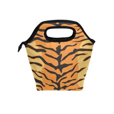 

Lunch Bag Tiger Stripes Tote Travel Picnic Insulated Handbags Portable Zipper Lunch Bag Box