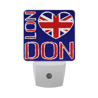 

ALAZA LED Night Light With Smart Dusk To Dawn SensorLove United Kingdom Symbol Heart Flag Plug In Night Light