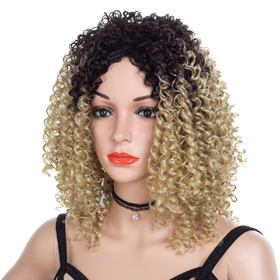 

Kanekalon Wigs Long Afro Kinky Curly Wig Ombre Natural Black To Light Blonde Synthetic Wigs for Black Women African Hairstyle