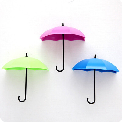 

NEW 3Pcs Colorful Umbrella Wall Hook Key Hair Pin Holder Organizer Decorative