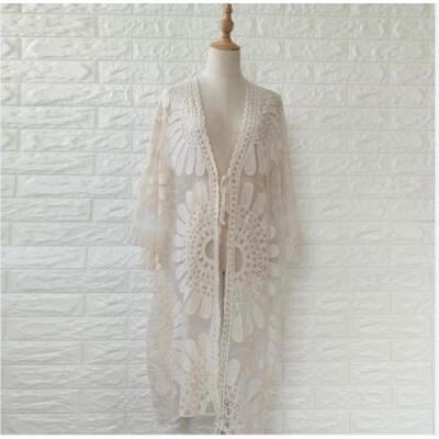 

Women Lace Bikini Cover Up Perspective Swimsuit Swimwear Beach Kaftan Kimono