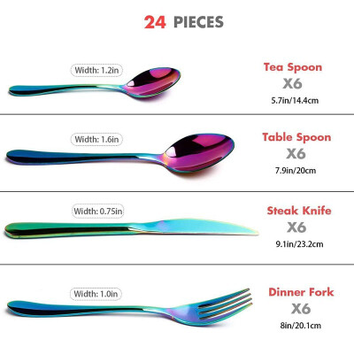 

Dinnerware Set Stainless Steel Cutlery Set Tableware Flatware Spoon Knife Fork Sets Western Salad Spoon Kitchen Tool Gift Party