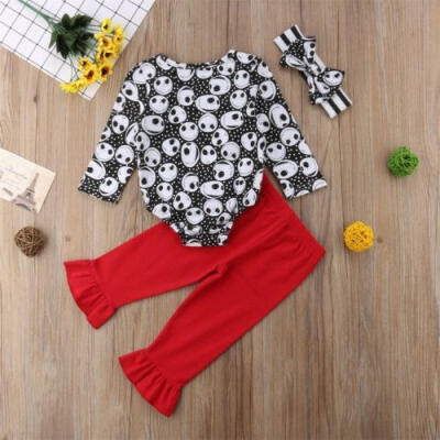 

Infant Newborn Baby Girls Clothes Romper Pants Legging Skeleton Outfit 3pcs Set