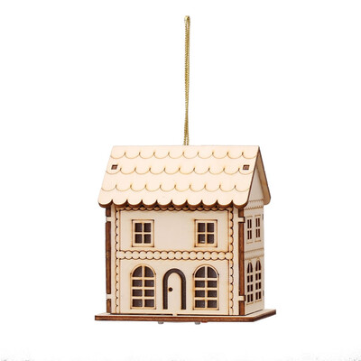 

Christmas Decorative LED Light Chalet Luminous Cute Wooden House Christmas Tree Hanging Ornaments Xmas Festival Holiday Decoration
