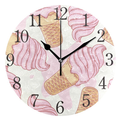 

Wall Clock Arabic Numerals Design Ice Cream Sundae Round