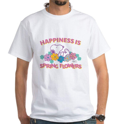 

CafePress Snoopy Flowers White T-Shirt - 100 Cotton T-Shirt White