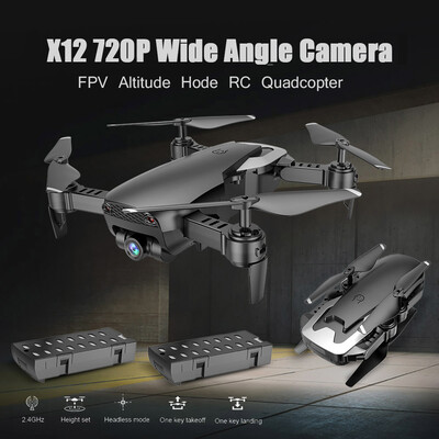 

Dongmingtuo X12 720P Wide Angle Camera WiFi FPV Drone Altitude Hold RC Quadcopter w Three Batteries