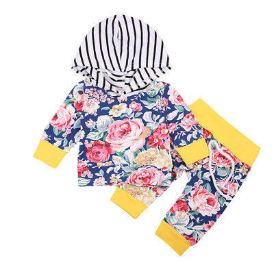 

Newborn Baby Boy Girl Clothes Hooded TopsLong Pants Leggings 3pcs Outfits Set