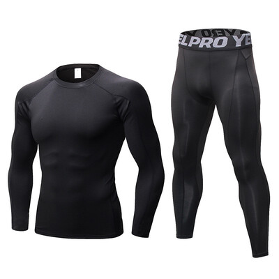 

New Compression Tracksuit Fitness Tight Sportswears Running Set T-shirt Leggings Men Gym Sport Suit