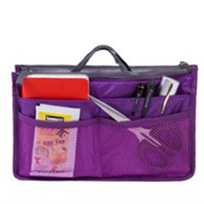 

Organizer Insert Bag Women Nylon Travel Insert Organizer Handbag Purse Large liner Lady Makeup Cosmetic Bag Cheap Female Tote