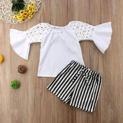 

Toddler Fashion Baby Girls Flare Sleeve Clothe TopsShorts Summer Outfits 2Pcs