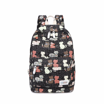 

Cute Cat Printing Backpack for Girl School 14 Inch Laptop Bagpack Large Canvas Schoolbag Backpacks Women Fashion Youth Back Pack