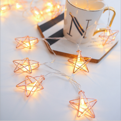 

LED lamp string rose gold Pentagram star string lamp star battery lamp bedroom bedroom decoration lamp 1 M 10 lamp battery