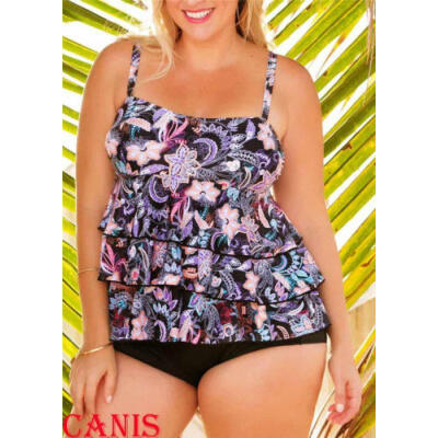 

Plus Size Women Push-up Padded Bra Bikini Set Floral Swimsuit Flounce Swimwear