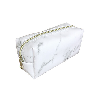

Women Travel Portable Cosmetic Pouch Marble Pattern Design Zipper Storage Bag Organizer Makeup Brushes Bag PU Handbag