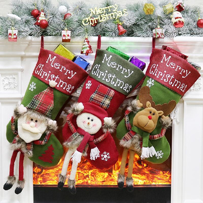 

3pcsset Non-Woven Christmas Hanging Stockings Santa Snowman Reindeer Gift Candy Bags Christmas Decorations Ornaments