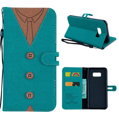 

MOONCASE Samsung Galaxy S8 stitching embossed mens leather case - green